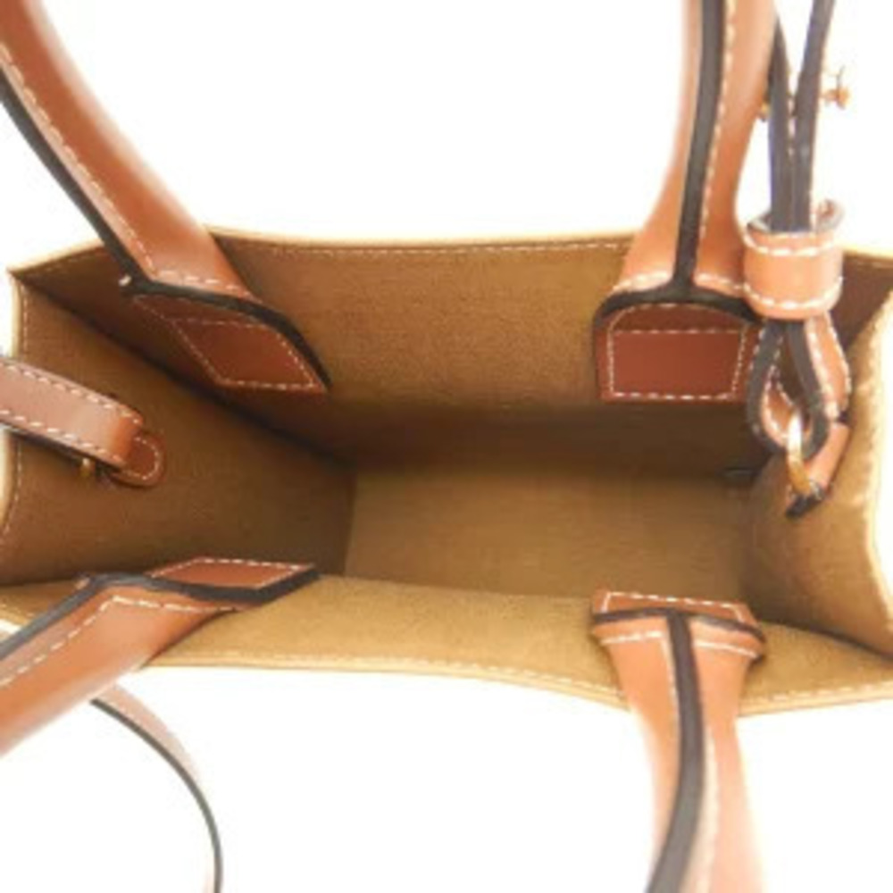 Celine Vertical Cabas Handbag Triomphe Calfskin Ivory White Brown - Picture 7 of 9